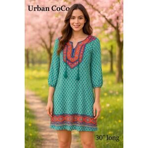 Urban Coco Teal Green Boho Dress Sz. L